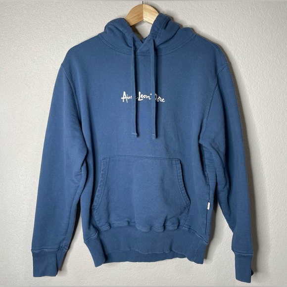 Aime Leon Dore Brush Script Hoodie Blue Mediun - Picture 4 of 10
